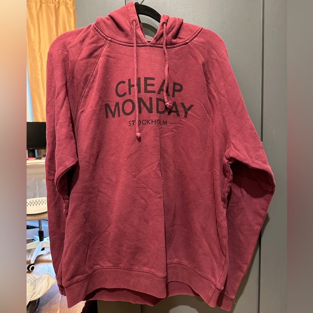 Burgundy Pullover Hoodie Sweatshirt (Cheap Monday)